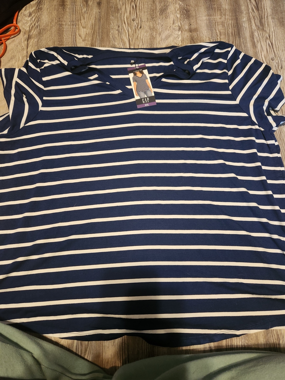 GAP Navy and White Striped Short Sleeve Top